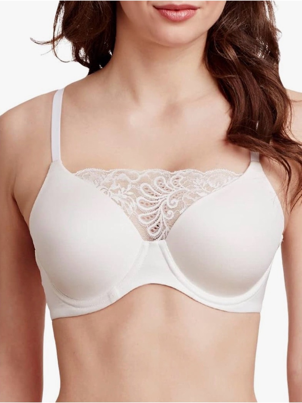 Le Mystère T-Shirt Bra, Removable Lace Inset, Size 30G, Pearl White